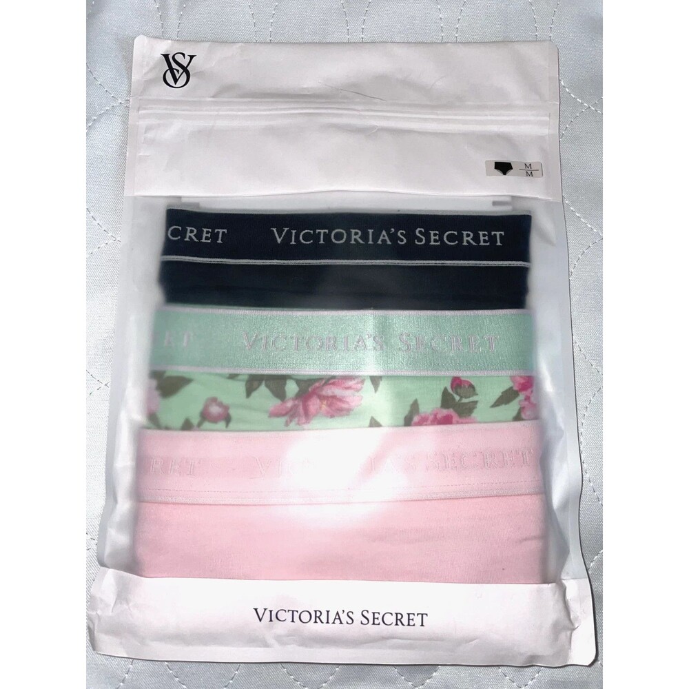 Victoria Secret BRIEF 3-pack Panties Womens M Logo Band Floral cotton blend NWT